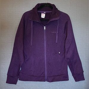 Avalanche Purple Full Zip High Collar Knit Jacket. Zippered Pockets. Size M